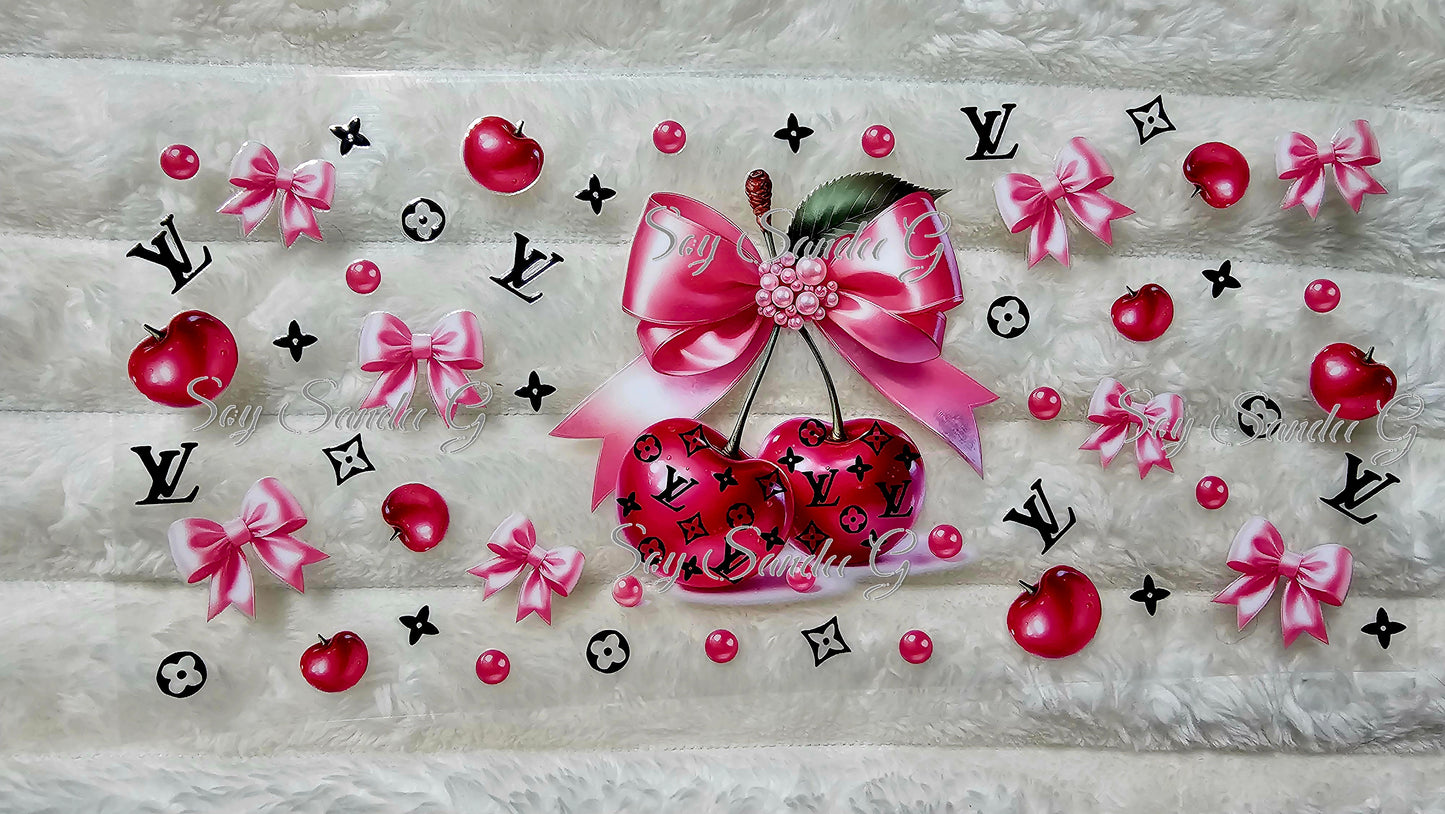 Louis Vuitton Pink Cherries - UVDTF Wrap for cups/hard surfaces sticker