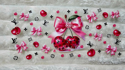 Louis Vuitton Pink Cherries - UVDTF Wrap for cups/hard surfaces sticker