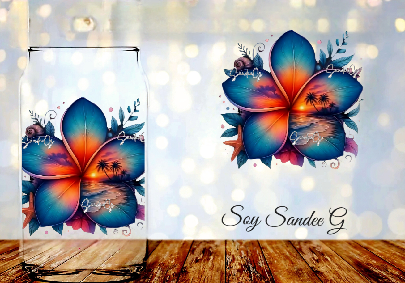 Hibiscus #3 - UVDTF Decal for cups/hard surfaces sticker