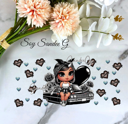 Coser envolturas UVDTF azules de Starbucks