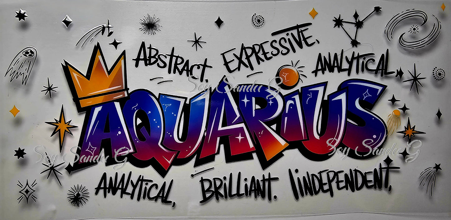 Graffiti Aquarius - UVDTF Wrap for cups/hard surfaces sticker
