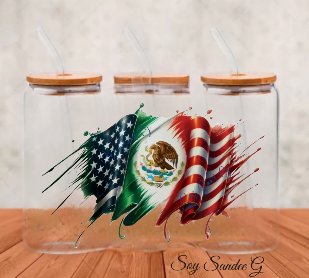 Ameri-Mexican Flag - UVDTF Decal for cups/hard surfaces sticker