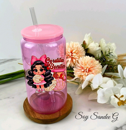 Pink Gordita pero Bonita Girl - UVDTF Decal for cups/hard surfaces