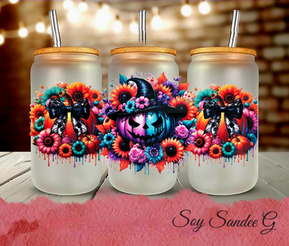 Bold Pumpkins & Flowers - UVDTF Wrap for cups/hard surfaces sticker