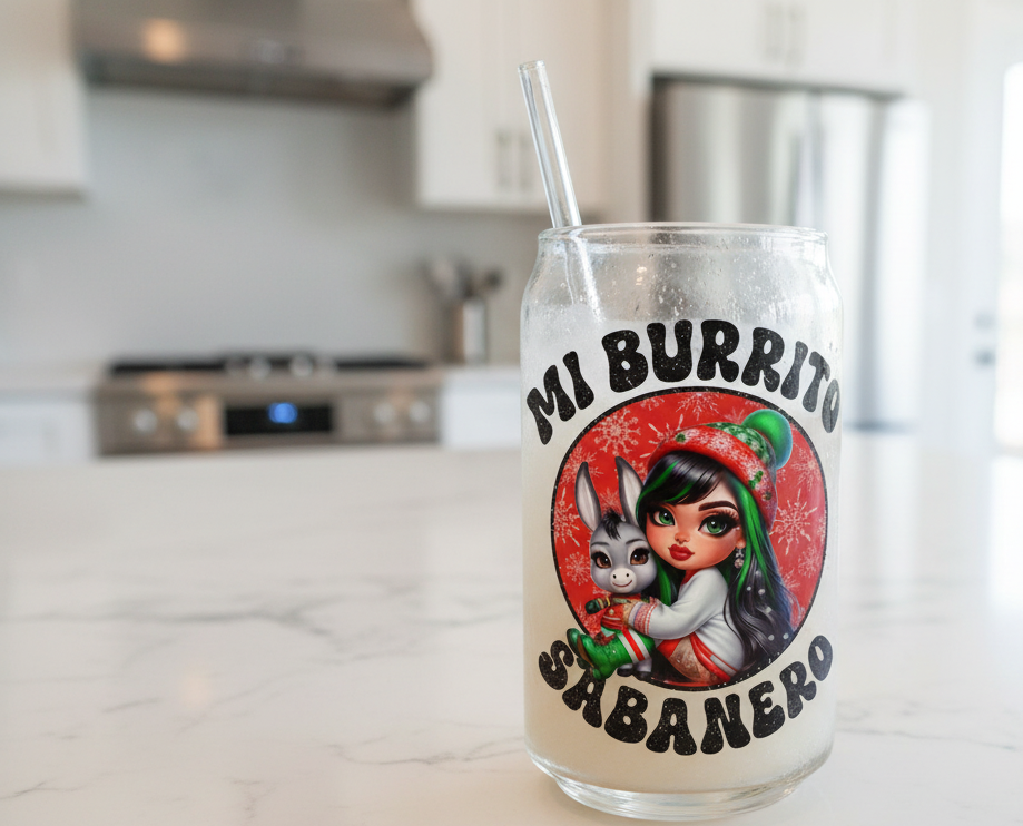 Latina & Her Burrito Sabanero - UVDTF Decal for cups/hard surfaces sticker