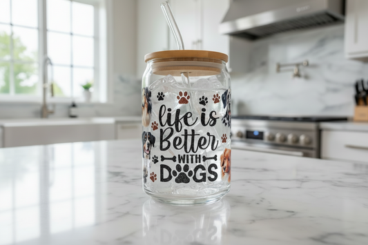 Life is Better with Dogs #9 - UVDTF Wrap for cups/hard surfaces sticker