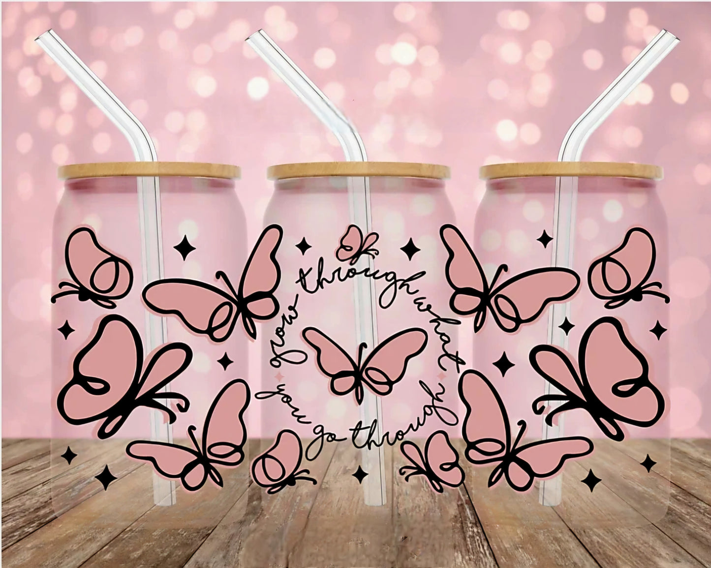 Rose Gold Butterflies - Grow through... - UVDTF Wrap for cups/hard surfaces sticker