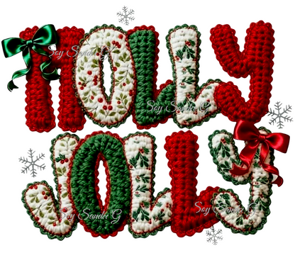 Embroidered Holly Jolly - UVDTF Decal for cups/hard surfaces sticker