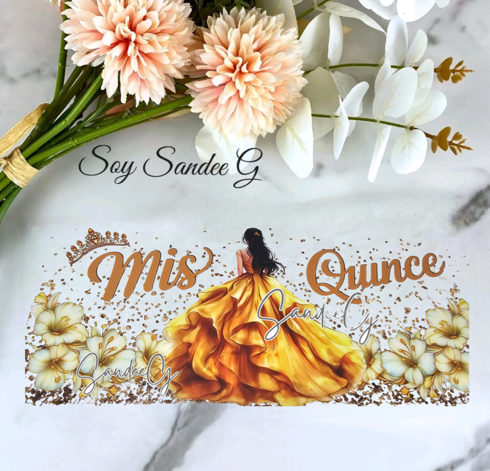 Mis Quince Yellow - UVDTF Wrap for cups/hard surfaces sticker