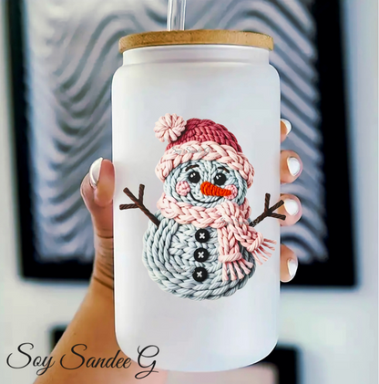 Embroidered Snowman - UVDTF Decal for cups/hard surfaces sticker