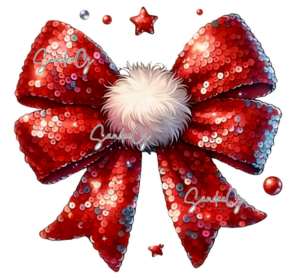 Red Glitter Coquette Bow - UVDTF Decal for cups/hard surfaces sticker