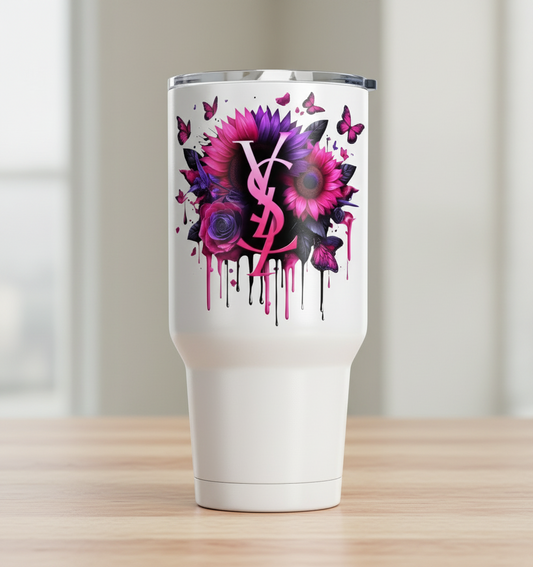 YSL Pink Flowers - UVDTF Decal for cups/hard surfaces sticker