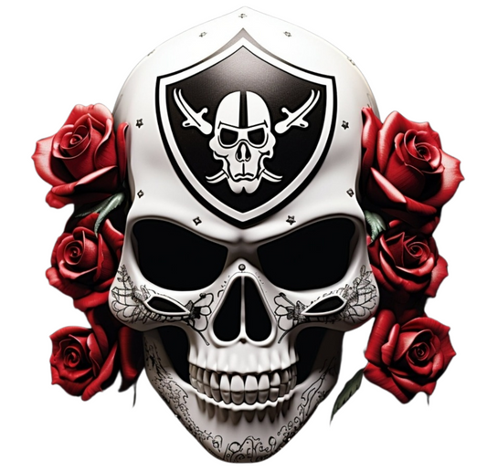 Black with Red Roses Skull UVDTF Decal