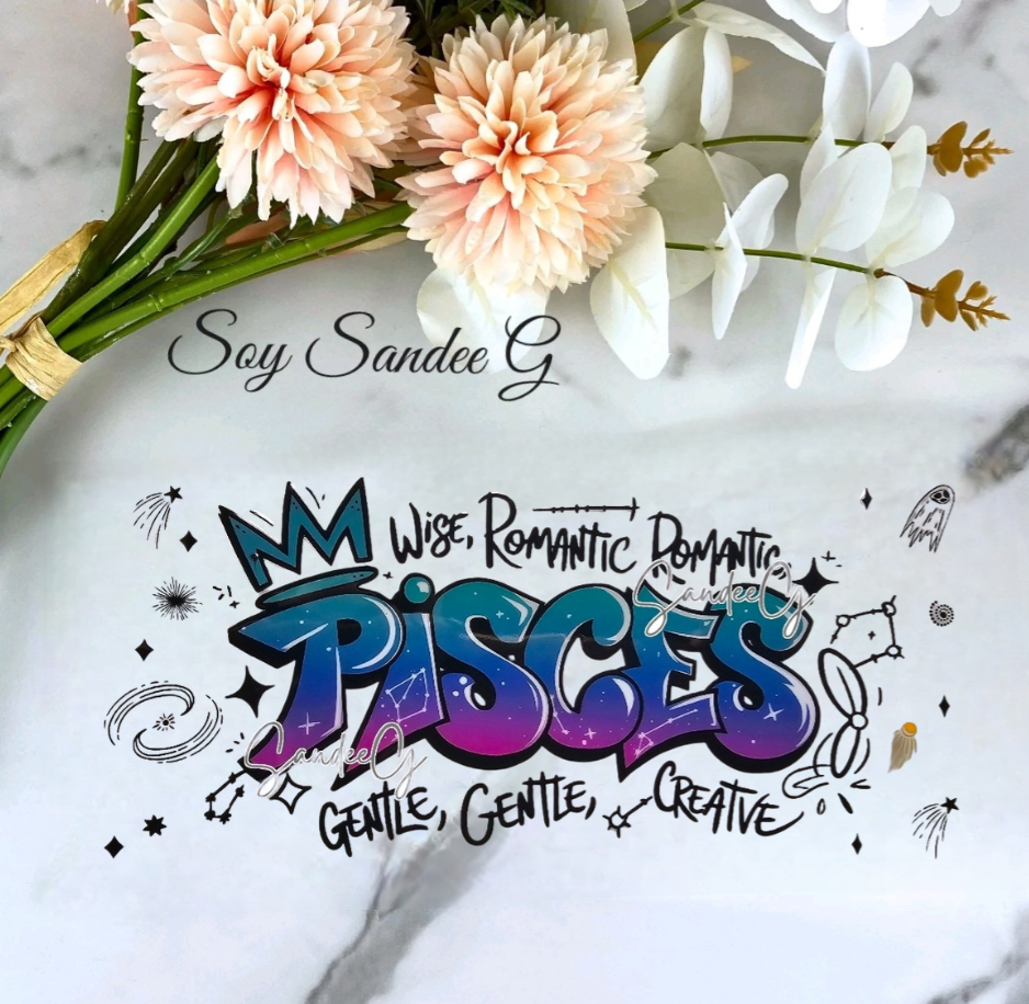 Graffiti Pisces - UVDTF Wrap for cups/hard surfaces sticker