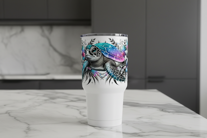 Turtle (Pink, Blue & Teal) - UVDTF Wrap for cups/hard surfaces sticker