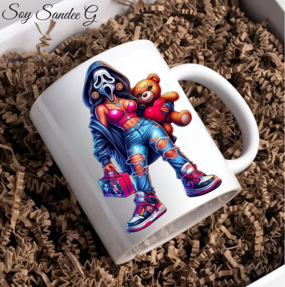 Masked Cutie with her Teddy Bear - UVDTF Decal for cups/hard surfaces sticker