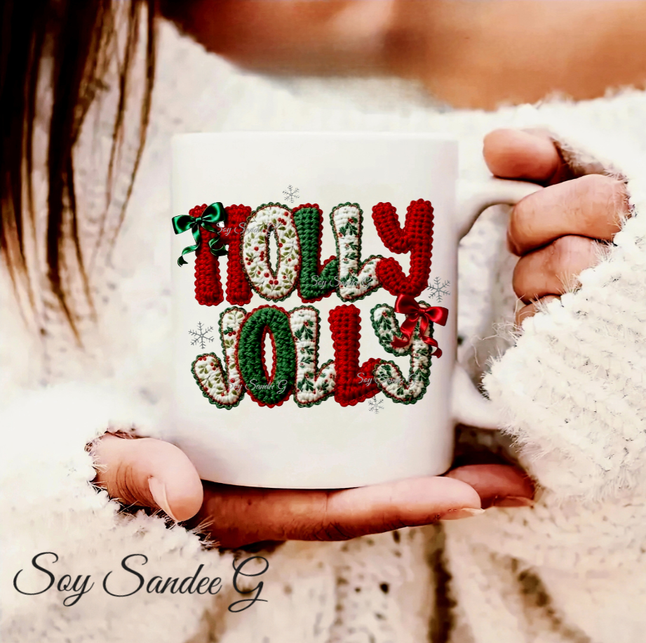 Embroidered Holly Jolly - UVDTF Decal for cups/hard surfaces sticker