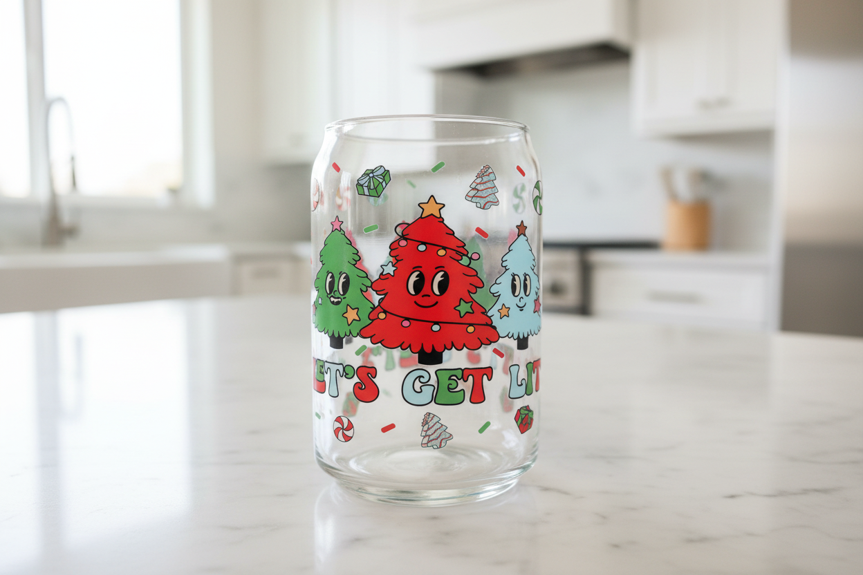 Lets Get Lit Christmas Trees - UVDTF Wrap for cups/hard surfaces sticker