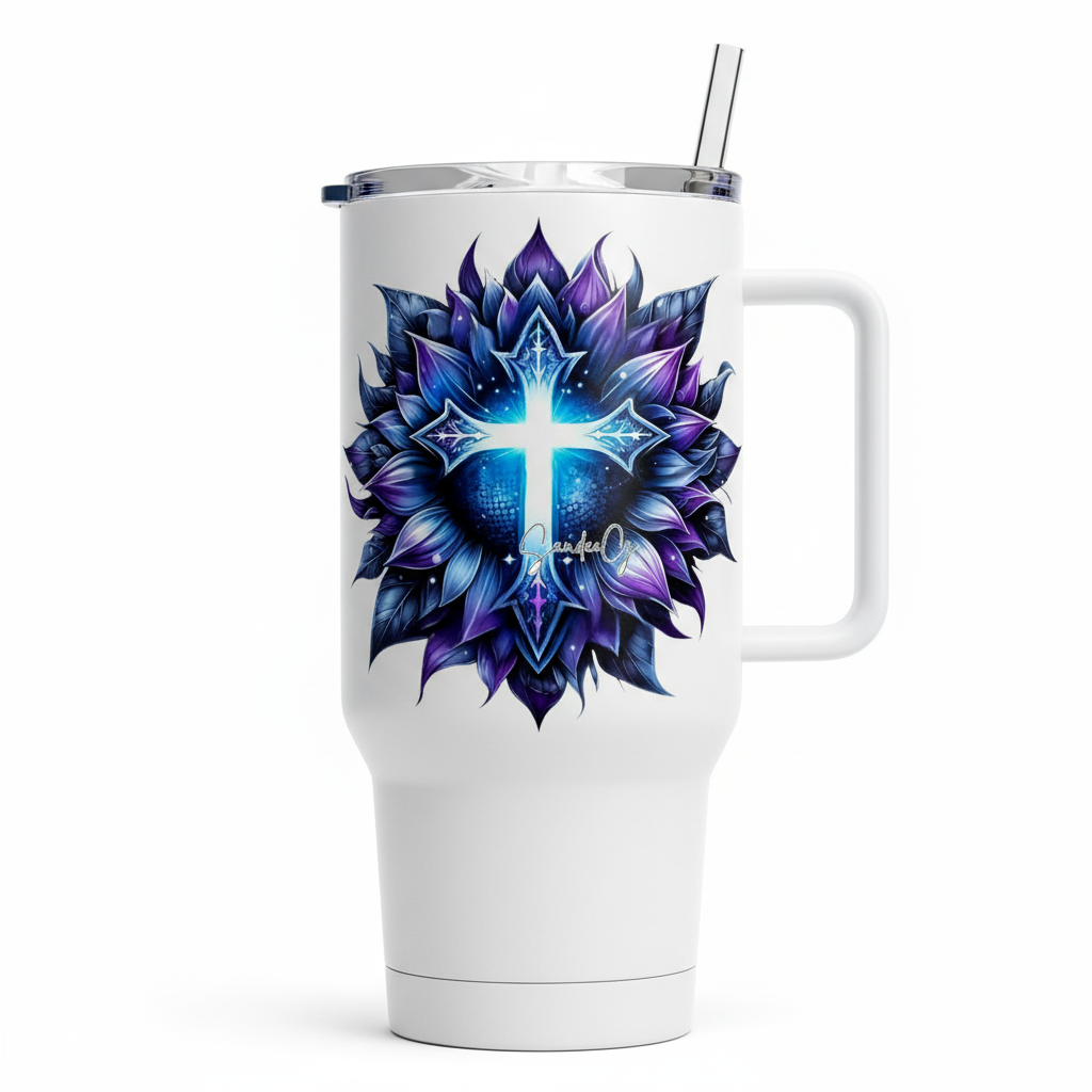 Blue Cross Sunflower - UVDTF Decal for cups/hard surfaces sticker