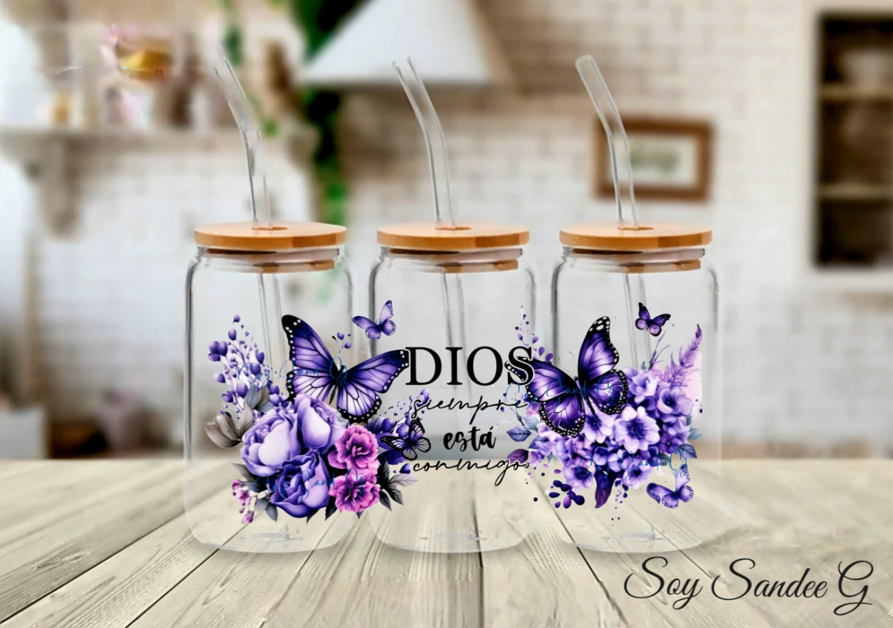 Envoltura UVDTF con mariposas moradas de Dios