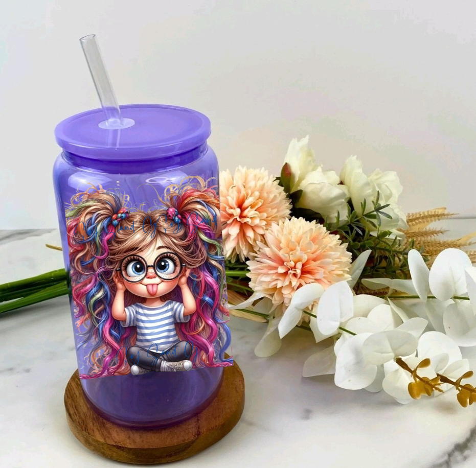 Rainbow Hair Girl - UVDTF Decal for cups/hard surfaces