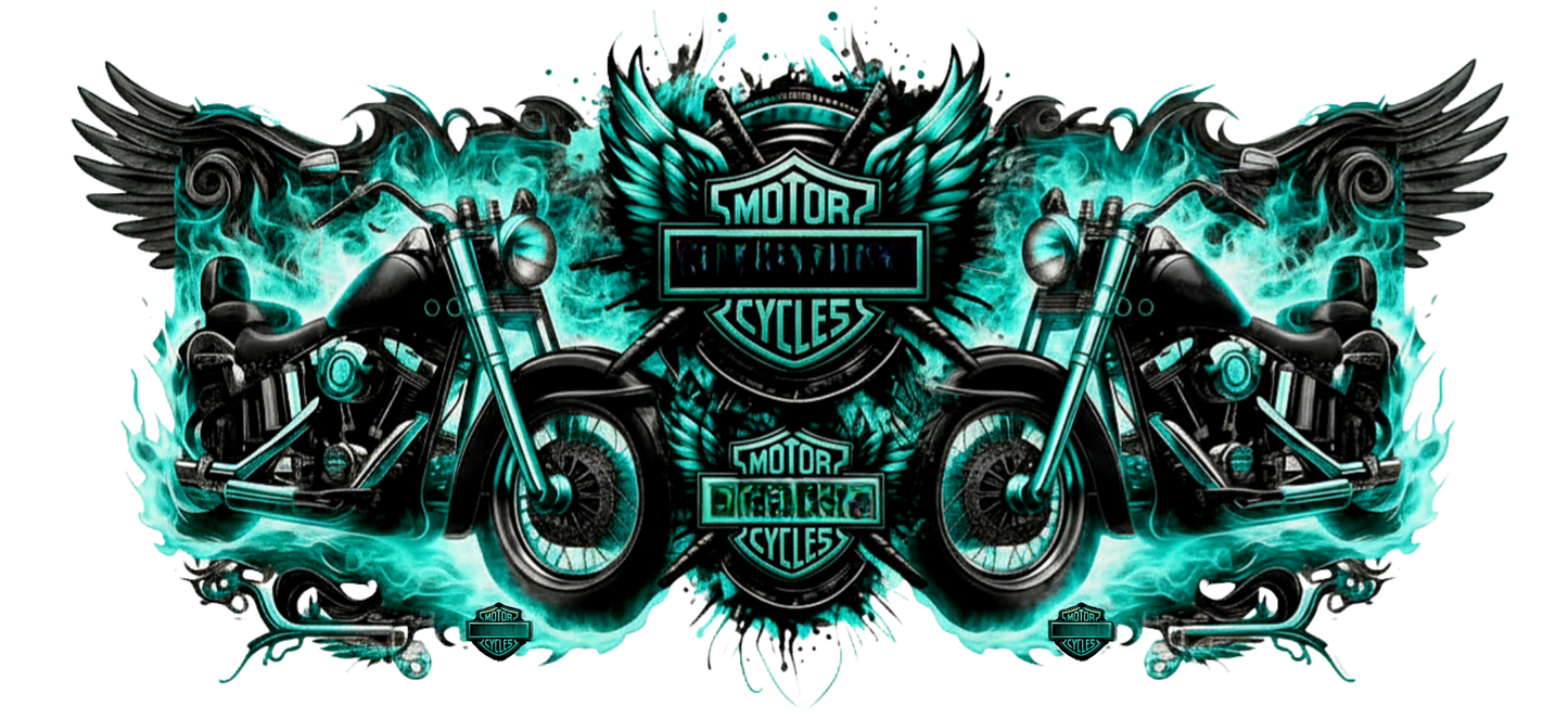 Teal Motorcycles - UVDTF Wrap for cups/hard surfaces sticker