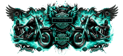 Teal Motorcycles - UVDTF Wrap for cups/hard surfaces sticker