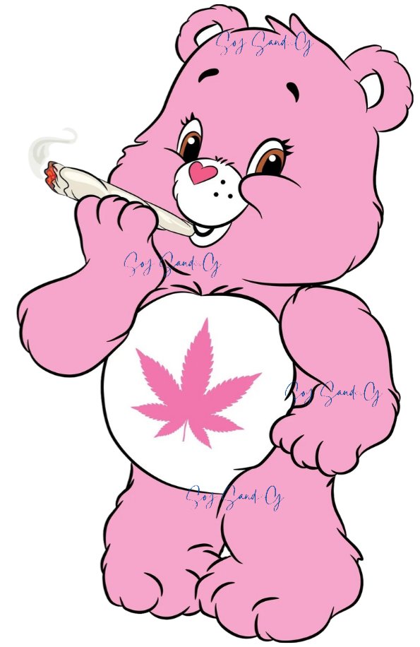 Pink Lit Care Bear - UVDTF Decal for cups/hard surfaces sticker