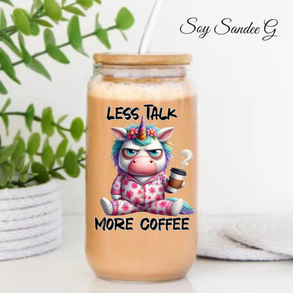 Less Talk More Coffee Unicorn - UVDTF Decal for cups/hard surfaces sticker