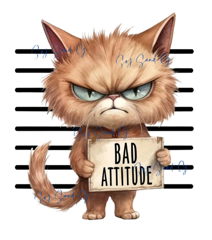 Bad Attitude Kitty - UVDTF Decal for cups/hard surfaces sticker