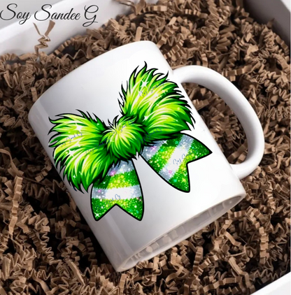 Green & White Fluffy Bow -  UVDTF Decal for cups/hard surfaces sticker