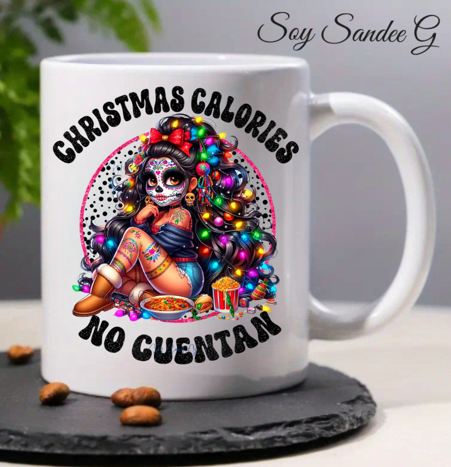 Christmas Calories Don't Count Skully - UVDTF Decal for cups/hard surfaces sticker