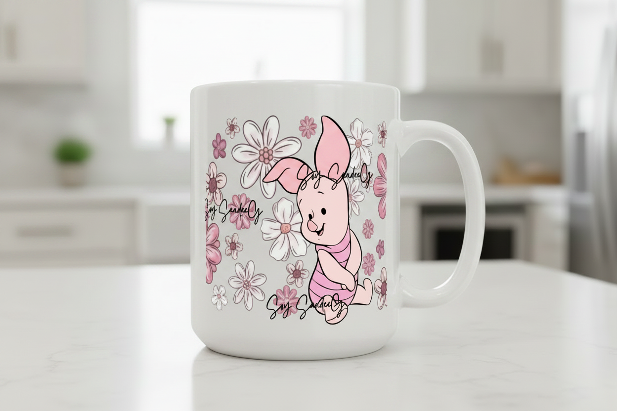 Flowered Piglet - UVDTF Wrap for cups/hard surfaces sticker