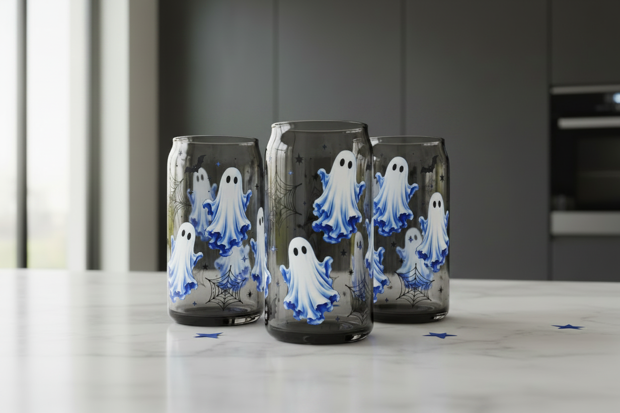 Blue Ghosts - UVDTF Wrap for cups/hard surfaces sticker