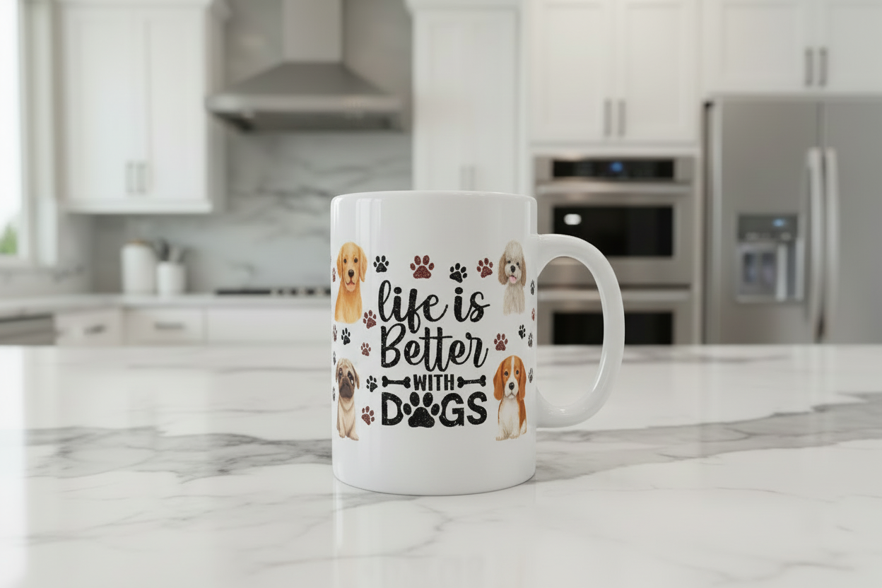 Life is Better with Dogs #6 - UVDTF Wrap for cups/hard surfaces sticker