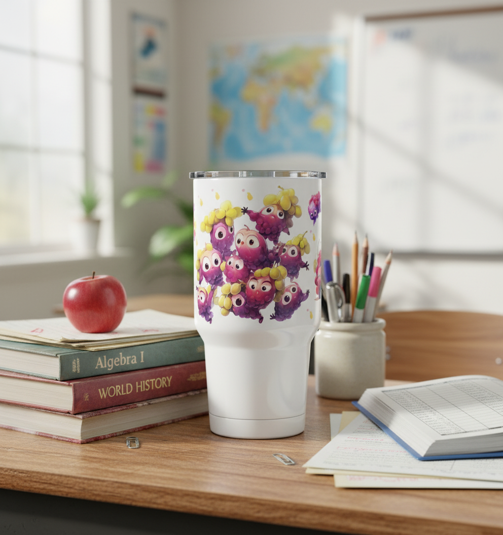 Dibujo animado de uvas rojas en formato UVDTF