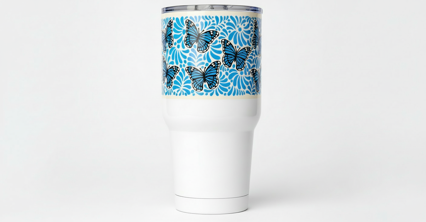 Blue Monarch Butterflies - UVDTF Wrap for cups/hard surfaces sticker