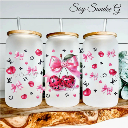 Louis Vuitton Pink Cherries - UVDTF Wrap for cups/hard surfaces sticker