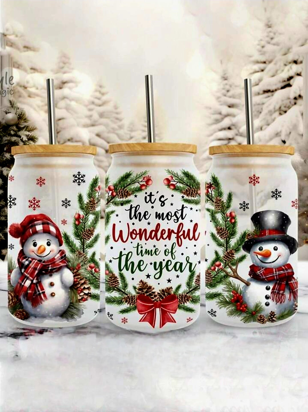 It's the Most Wonderful Time of the Year Snowmen - UVDTF Wrap for cups/hard surfaces sticker