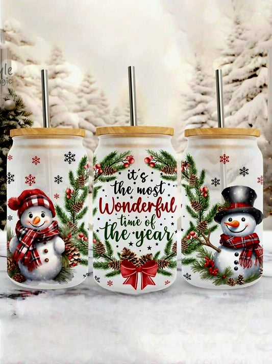 It's the Most Wonderful Time of the Year Snowmen - UVDTF Wrap for cups/hard surfaces sticker