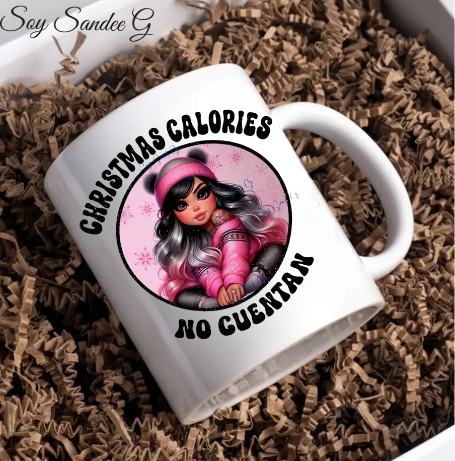 Pink Cutie Christmas Calories Don't Count - UVDTF Decal for cups/hard surfaces sticker