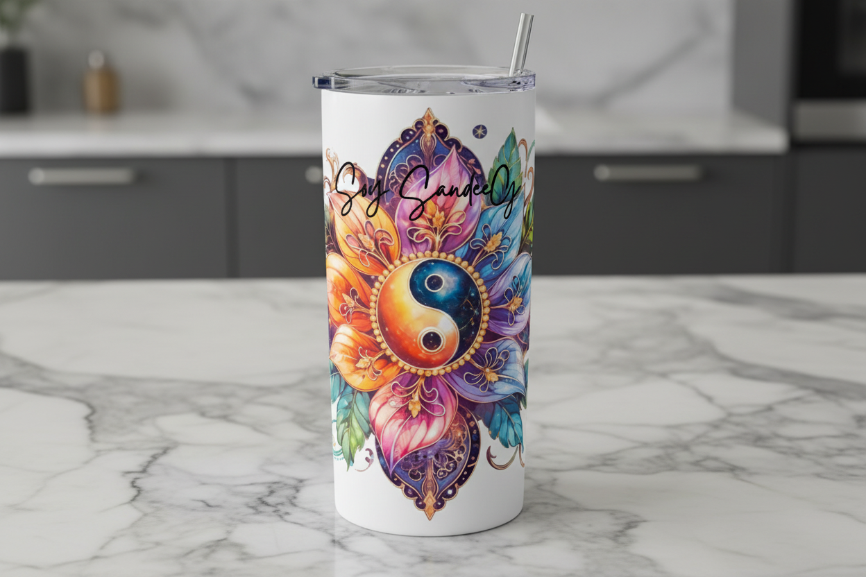 Colorful Ying Yang Flower - UVDTF Decal for cups/hard surfaces sticker