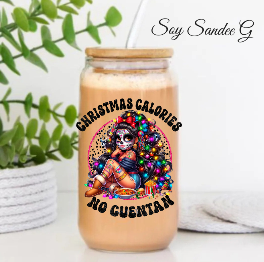 Christmas Calories Don't Count Skully - UVDTF Decal for cups/hard surfaces sticker