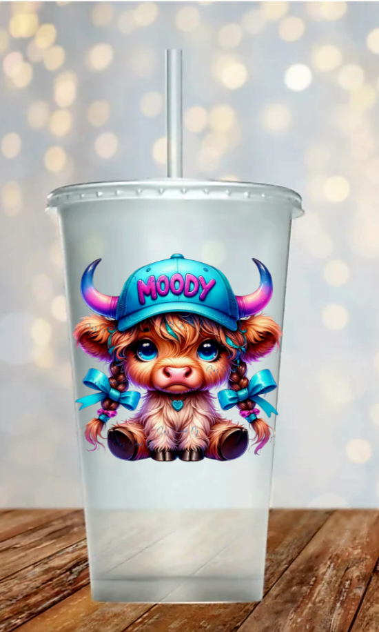 Moody Cow Teal Hat - UVDTF Decal for cups/hard surfaces sticker
