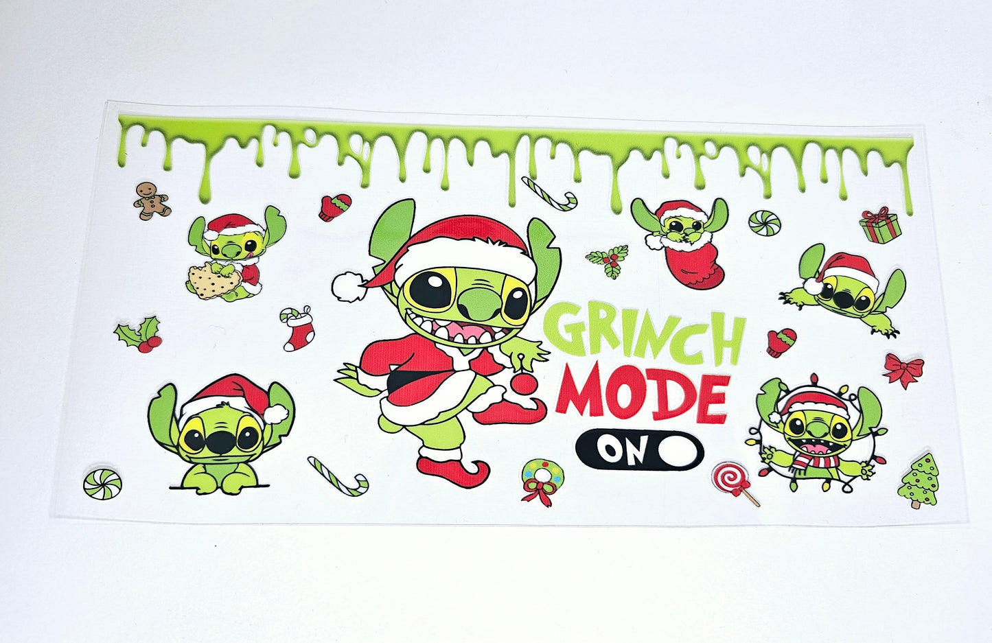 Grinch Stitch Mode On Drip UVDTF Wrap