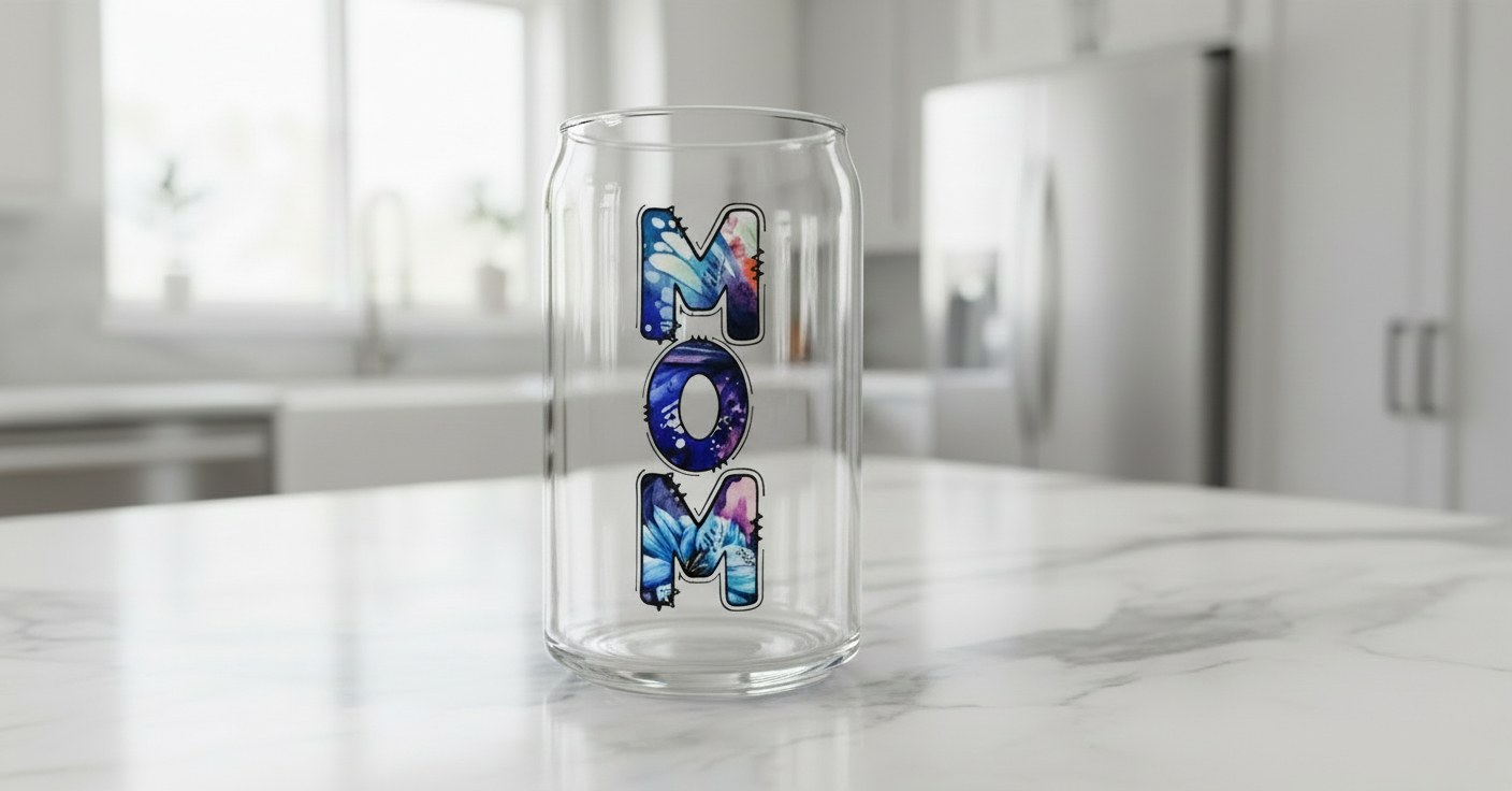 Manta UVDTF con diseño de mariposas azules de mamá