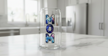 Manta UVDTF con diseño de mariposas azules de mamá