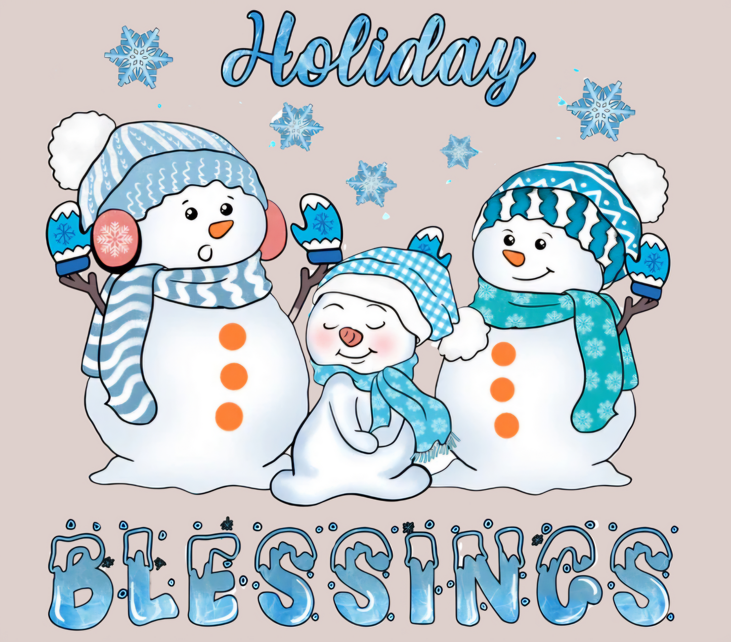 Holiday Blessings Snowmen - UVDTF Decal