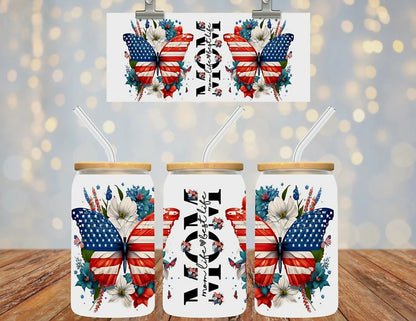 USA Mom Butterfly - UVDTF Wrap for cups/hard surfaces sticker