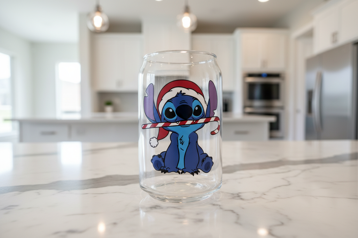 Adhesivo UVDTF con diseño de bastón de caramelo de Stitch